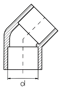 824_Winkel 45° i-a_Zeichnung_Clina Standard Fittings