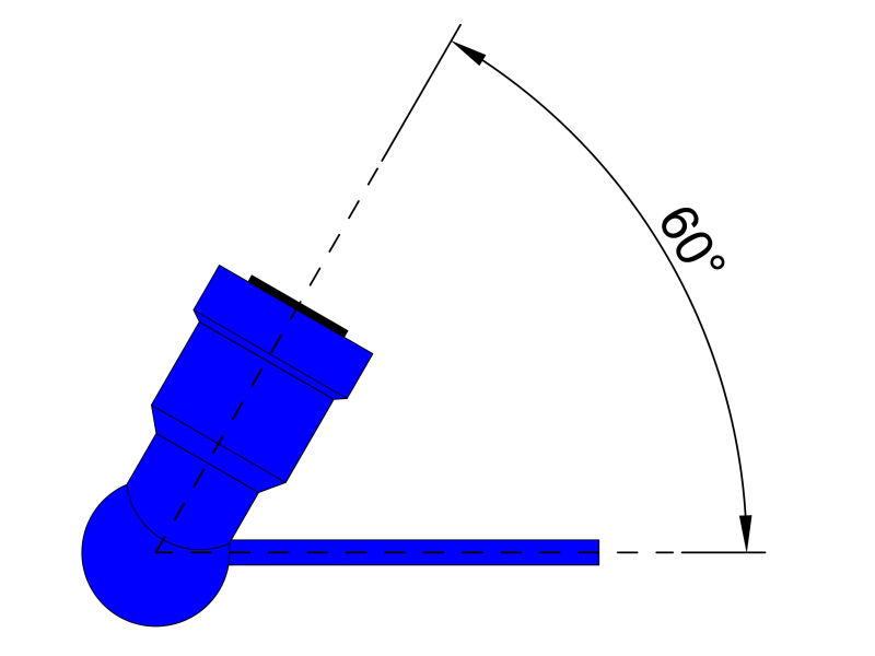 Standard Winkelstellung Steckanschluss 60 Grad