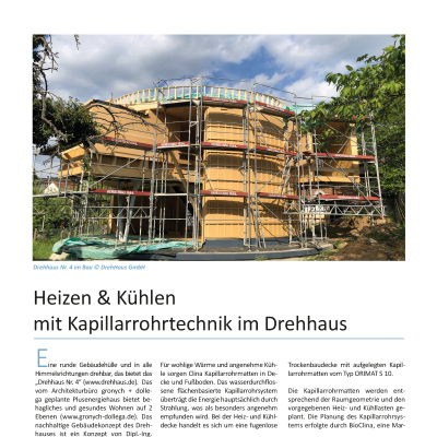 Zeitungsausschnitt "Clina Kapillarohrtechnik im Drehhaus"