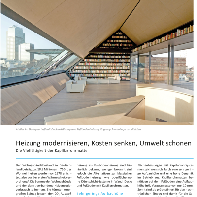 Zeitungsausschnitt "Heizung modernisieren ..." mit Bild vom Dachgeschoss